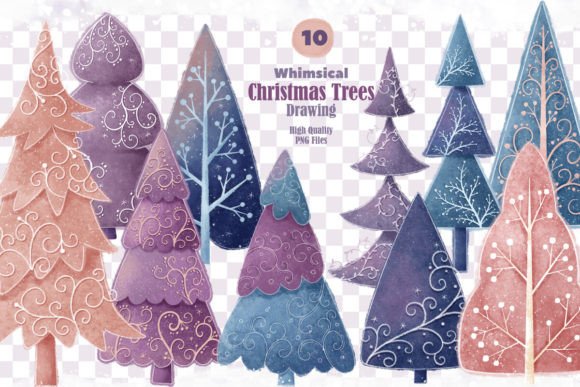 Download Whimsical Christmas Trees Collection - Collection Collection
