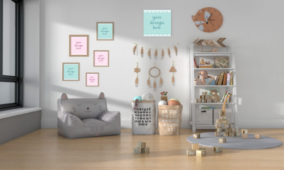 Download Kids Bedroom or Nursery with Empty Frame - Premium Resources
