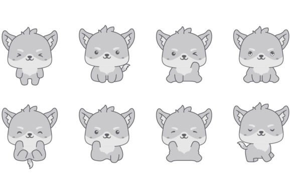 Download Kawaii Wolf Illustration Collection - Collection Collection